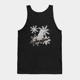 Snowy owl on snowflake pattern Tank Top